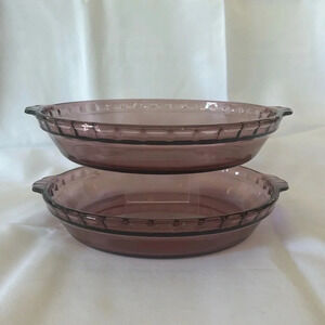 Pyrex Cranberry Glass 9.5” Fluted Pie Pan Crimped Deep Dish Plate 229 - ONE ONLY